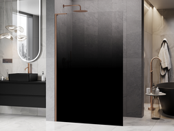 Mexen Kioto L Walk-in Shower Panel 90 x 200 cm, Black Ombre 8 mm, Brushed Copper - 800-090-103-65-76
