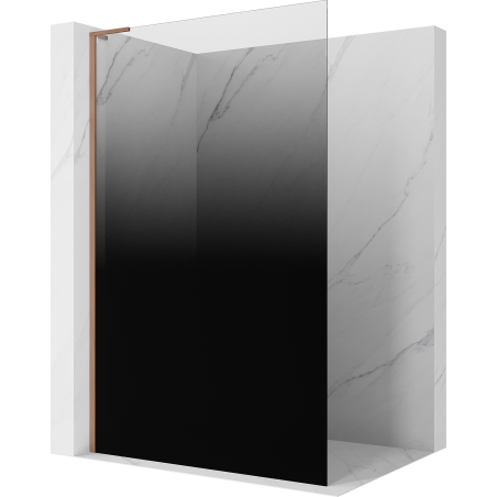Mexen Kioto L Walk-in Shower Panel 90 x 200 cm, Black Ombre 8 mm, Brushed Copper - 800-090-103-65-76