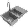 Mexen Gaspar Telma Gray 1.5-Bowl Granite Sink with Drainer and Kitchen Faucet - 6507-71-670200-71