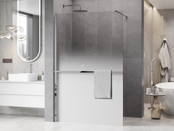 Mexen Kioto+ shower wall with shelf Walk-in 140 x 200 cm, white ombre 8 mm, chrome - 800-140-121-01-86
