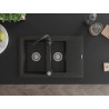 Mexen Gaspar granite sink 1.5-bowl with drainer and Telma kitchen faucet, black/gold - 6507-75-670200-70