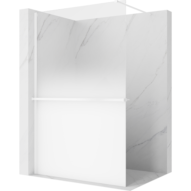 Mexen Kioto+ shower wall with shelf Walk-in 110 x 200 cm, white ombre 8 mm, white - 800-110-121-20-86