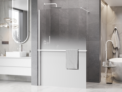 Mexen Kioto+ shower panel with shelf Walk-in 140 x 200 cm, white ombre 8 mm, white - 800-140-121-20-86