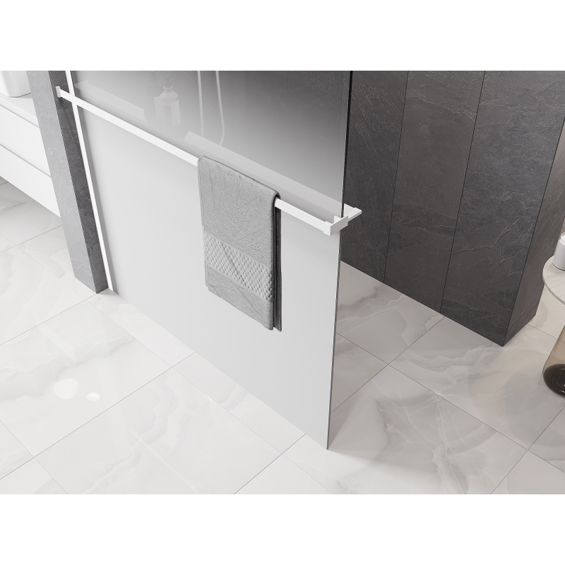 Mexen Kioto+ shower screen with shelf Walk-in 150 x 200 cm, white ombre 8 mm, white - 800-150-121-20-86