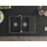 Mexen Gaspar granite sink 1.5-bowl with drainer and Telma kitchen faucet, black speckled - 6507-76-670200-76
