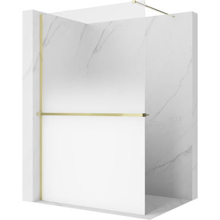 Mexen Kioto+ shower wall with shelf Walk-in 120 x 200 cm, white ombre 8 mm, gold - 800-120-121-50-86