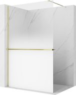 Mexen Kioto+ shower wall with shelf Walk-in 150 x 200 cm, white ombre 8 mm, gold - 800-150-121-50-86
