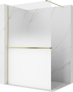 Mexen Kioto+ shower wall with shelf Walk-in 100 x 200 cm, white ombre 8 mm, brushed gold - 800-100-121-55-86