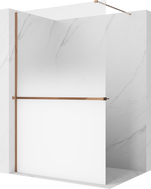 Mexen Kioto+ shower wall with shelf Walk-in 70 x 200 cm, ombre white 8 mm, rose gold - 800-070-121-60-86