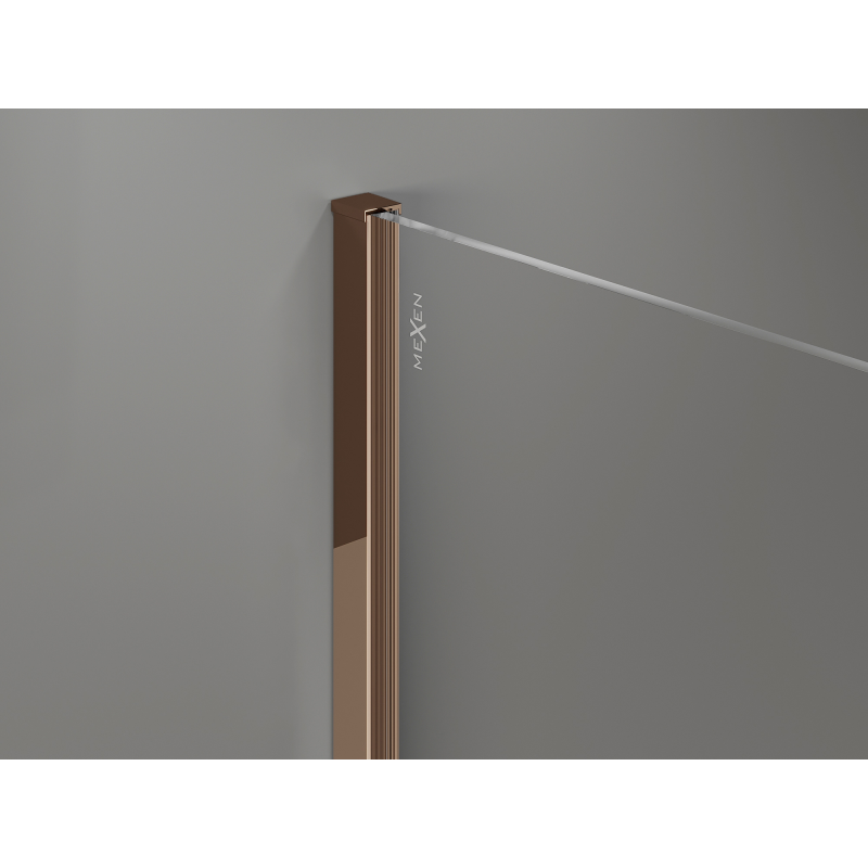 Mexen Kioto+ shower wall with shelf Walk-in 80 x 200 cm, white ombre 8 mm, pink gold - 800-080-121-60-86