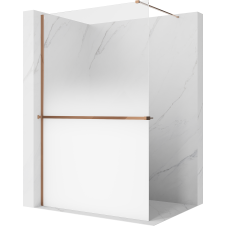 Mexen Kioto+ shower wall with shelf Walk-in 80 x 200 cm, white ombre 8 mm, pink gold - 800-080-121-60-86