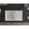 Mexen Pablo 1-Bowl Granite Sink with Drainer and Telma Kitchen Tap, White - 6510-20-670200-00