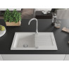 Mexen Pablo granit sink 1-bowl with drainer and Telma kitchen faucet, white - 6510-20-670200-00