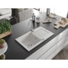 Mexen Pablo 1-compartment granite sink with a drip tray and kitchen mixer tap Telma, White - 6510-20-670200-00