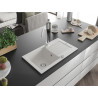 Mexen Pablo 1-Bowl Granite Sink with Drainer and Kitchen Faucet Telma, White - 6510-20-670200-20