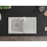 Mexen Pablo 1-Bowl Granite Sink with Drainer and Kitchen Faucet Telma, White - 6510-20-670200-20