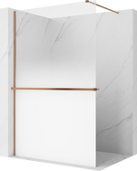 Mexen Kioto+ shower wall with shelf Walk-in 80 x 200 cm, white ombre 8 mm, brushed copper - 800-080-121-65-86