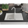 Mexen Pablo 1-Bowl Granite Sink with Drainer and Kitchen Faucet Telma, White - 6510-20-670200-20