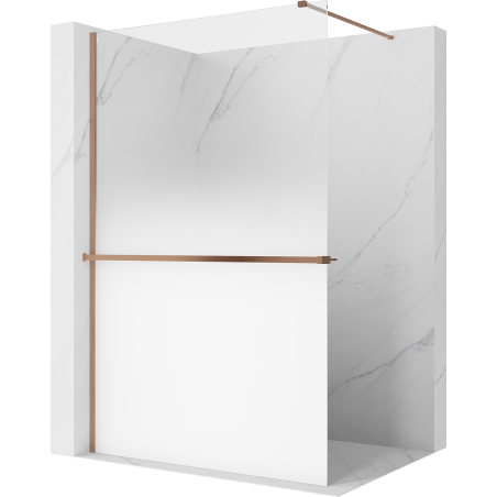 Mexen Kioto+ shower wall with shelf Walk-in 110 x 200 cm, white ombre 8 mm, brushed copper - 800-110-121-65-86