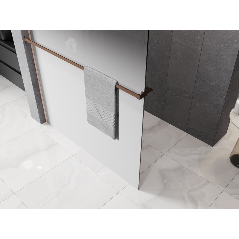 Mexen Kioto+ shower wall with shelf Walk-in 110 x 200 cm, white ombre 8 mm, brushed copper - 800-110-121-65-86