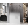 Mexen Kioto+ shower wall with shelf Walk-in 110 x 200 cm, white ombre 8 mm, brushed copper - 800-110-121-65-86