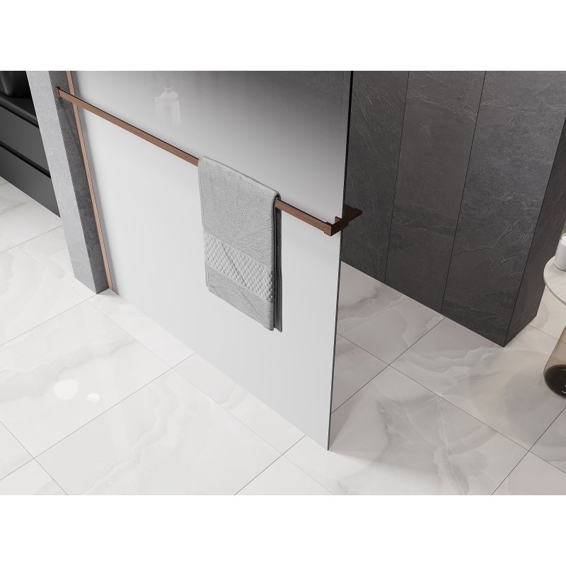 Mexen Kioto+ shower wall with shelf Walk-in 150 x 200 cm, white ombre 8 mm, brushed copper - 800-150-121-65-86