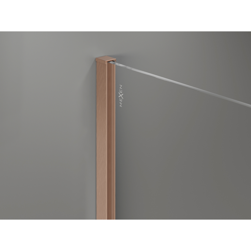 Mexen Kioto+ shower wall with shelf Walk-in 150 x 200 cm, white ombre 8 mm, brushed copper - 800-150-121-65-86