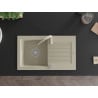 Mexen Pablo 1-bowl granite sink with drainer and Telma kitchen tap, beige - 6510-69-670200-69