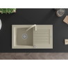 Mexen Pablo granite kitchen sink 1-bowl with drainer and Telma kitchen faucet, beige - 6510-69-670200-69