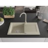 Mexen Pablo 1-compartment granite sink with a drip tray and kitchen mixer tap Telma, Beige - 6510-69-670200-69