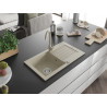 Mexen Pablo granite kitchen sink 1-bowl with drainer and Telma kitchen faucet, beige - 6510-69-670200-69