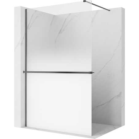 Mexen Kioto+ shower wall with shelf Walk-in 120 x 200 cm, white ombre 8 mm, gun gray brushed - 800-120-121-66-86