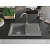 Mexen Pablo 1-compartment granite sink with a drip tray and kitchen mixer tap Telma, Grey - 6510-71-670200-00