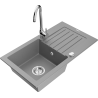 Mexen Pablo granite kitchen sink 1-bowl with drainer and Telma faucet, gray - 6510-71-670200-00