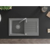 Mexen Pablo granite kitchen sink single basin with drainer and Telma faucet, gray - 6510-71-670200-71