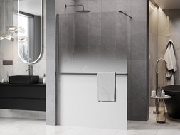 Mexen Kioto+ shower screen with shelf Walk-in 70 x 200 cm, white ombre 8 mm, gun metal - 800-070-121-95-86