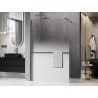 Mexen Kioto+ shower wall with shelf Walk-in 80 x 200 cm, white ombre 8 mm, gun metal - 800-080-121-95-86