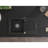 Mexen Pablo granite sink with 1 bowl and drainer and Telma kitchen tap, black/silver - 6510-73-670200-70