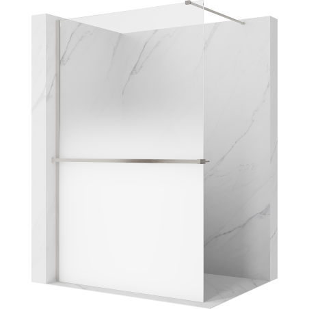 Mexen Kioto+ shower wall with shelf Walk-in 70 x 200 cm, white ombre 8 mm, brushed nickel - 800-070-121-97-86