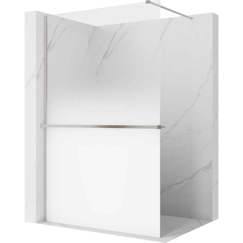 Mexen Kioto+ shower wall with shelf Walk-in 80 x 200 cm, white ombre 8 mm, brushed nickel - 800-080-121-97-86