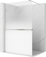 Mexen Kioto+ shower wall with shelf Walk-in 80 x 200 cm, white ombre 8 mm, brushed nickel - 800-080-121-97-86