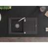 Mexen Pablo 1-compartment granite sink with a drip tray and kitchen mixer tap Telma, Spotted black - 6510-76-670200-00