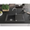 Mexen Pablo 1-bowl granite sink with drainer and Telma kitchen tap, speckled black - 6510-76-670200-00