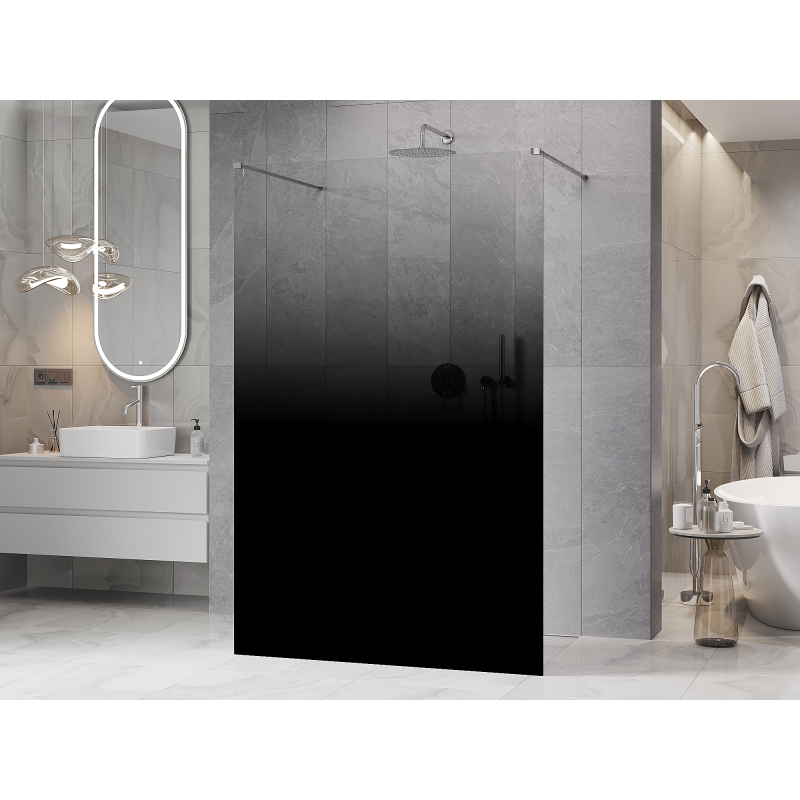 Mexen Kioto freestanding shower screen 100 x 200 cm, black ombre 8 mm, chrome - 800-100-002-01-76