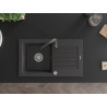 Mexen Pablo 1-bowl granite kitchen sink with drainer and Telma kitchen faucet, speckled black - 6510-76-670200-76