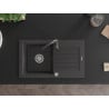 Mexen Pablo 1-bowl granite sink with drainer and Telma kitchen tap, black speckled - 6510-76-670200-76