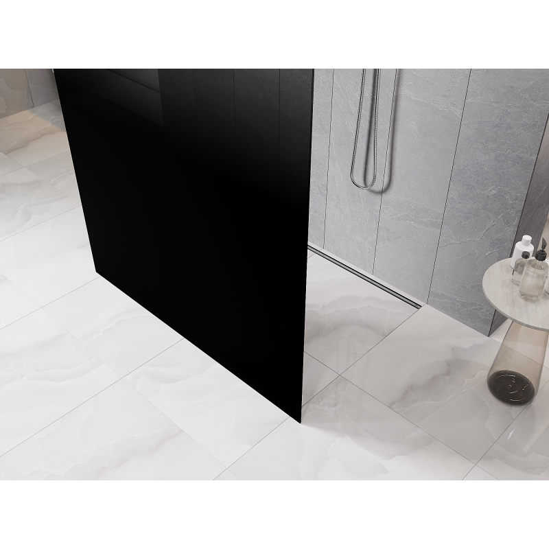 Mexen Kioto Freestanding Shower Wall 130 x 200 cm, Black Ombre 8 mm, Chrome - 800-130-002-01-76