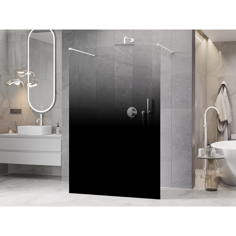 Mexen Kioto freestanding shower wall 110 x 200 cm, ombre black 8 mm, white - 800-110-002-20-76