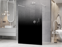 Mexen Kioto freestanding shower wall 110 x 200 cm, ombre black 8 mm, white - 800-110-002-20-76