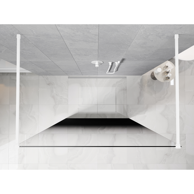 Mexen Kioto freestanding shower wall 100 x 200 cm, black ombre 8 mm, white - 800-100-002-20-76